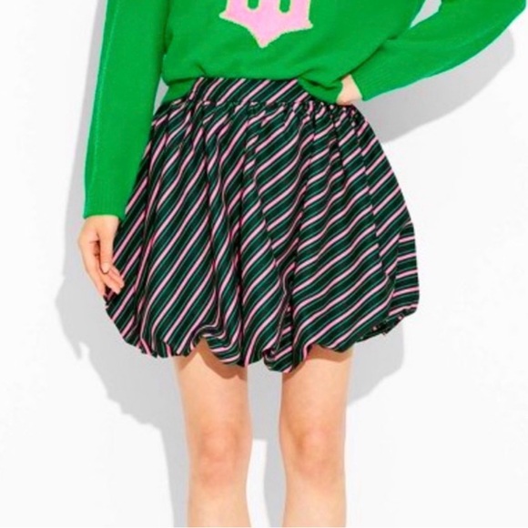 NEW Wicked Striped Bubble Mini Skirt Wicked movie Green & pink striped skirt Med - Picture 1 of 7